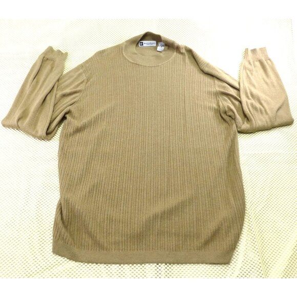 Vintage Bachrach Made In Italy Ribbed Tan Knit Pullover Sweater M - Picture 1 of 7
